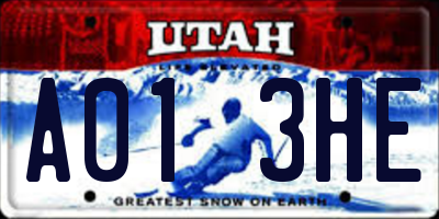 UT license plate A013HE