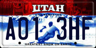 UT license plate A013HF