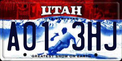 UT license plate A013HJ