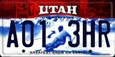 UT license plate A013HR