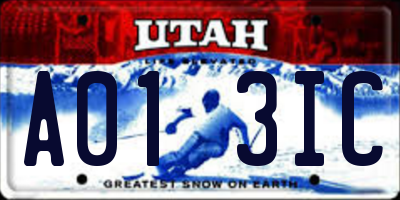 UT license plate A013IC