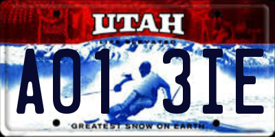 UT license plate A013IE