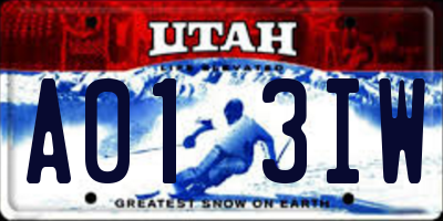 UT license plate A013IW