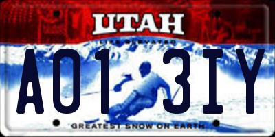 UT license plate A013IY