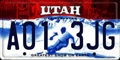 UT license plate A013JG