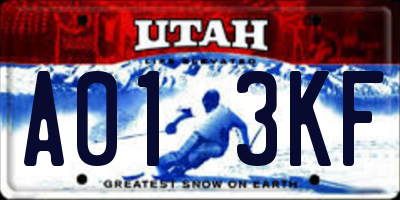 UT license plate A013KF