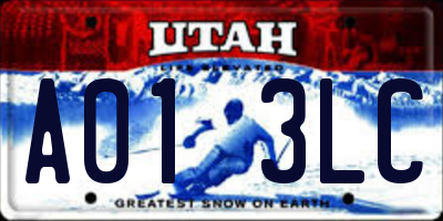 UT license plate A013LC