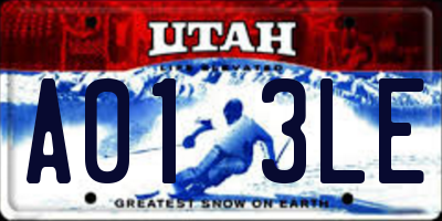 UT license plate A013LE