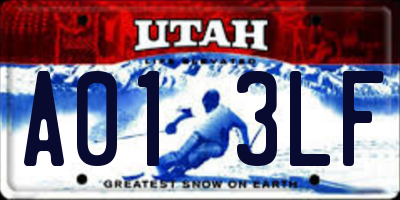 UT license plate A013LF