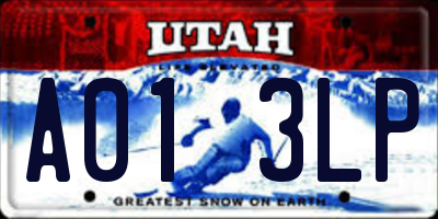 UT license plate A013LP