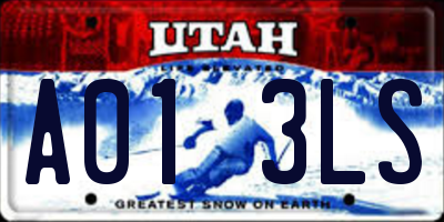 UT license plate A013LS