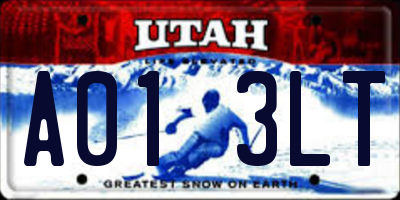 UT license plate A013LT