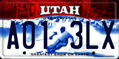 UT license plate A013LX