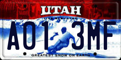 UT license plate A013MF