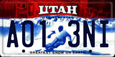 UT license plate A013NI