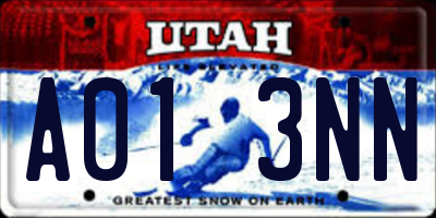 UT license plate A013NN