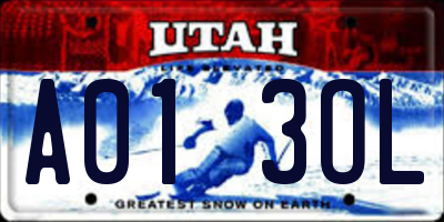 UT license plate A013OL