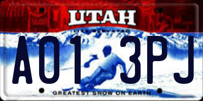 UT license plate A013PJ