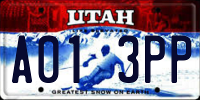 UT license plate A013PP