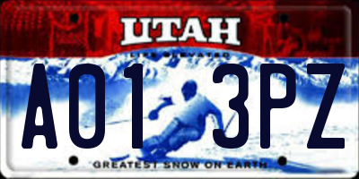 UT license plate A013PZ