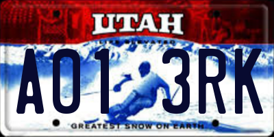 UT license plate A013RK