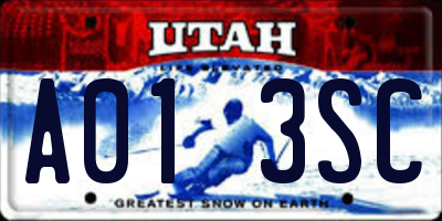 UT license plate A013SC