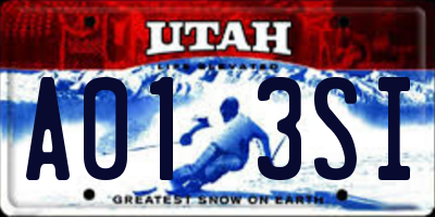 UT license plate A013SI