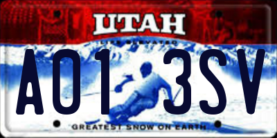 UT license plate A013SV