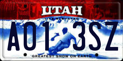 UT license plate A013SZ