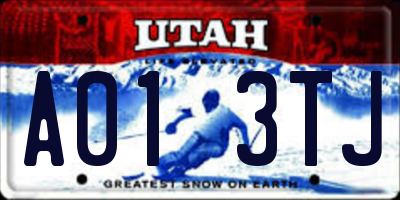 UT license plate A013TJ