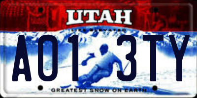 UT license plate A013TY