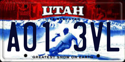 UT license plate A013VL