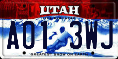 UT license plate A013WJ