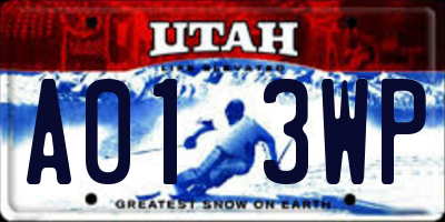 UT license plate A013WP