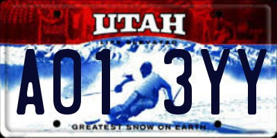 UT license plate A013YY