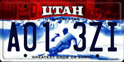 UT license plate A013ZI