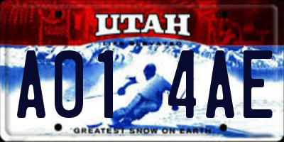 UT license plate A014AE