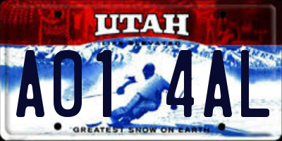 UT license plate A014AL