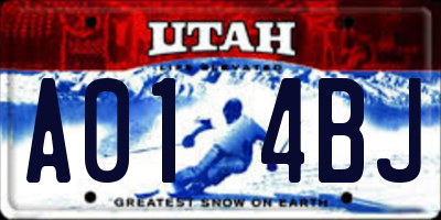 UT license plate A014BJ