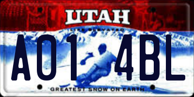 UT license plate A014BL