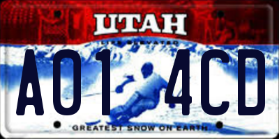 UT license plate A014CD