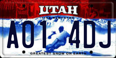 UT license plate A014DJ