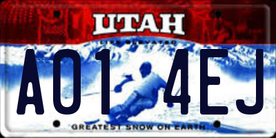 UT license plate A014EJ