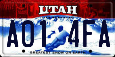 UT license plate A014FA