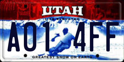 UT license plate A014FF