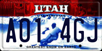 UT license plate A014GJ