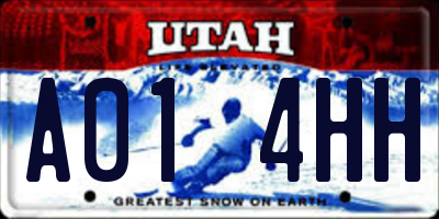 UT license plate A014HH