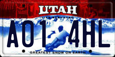 UT license plate A014HL