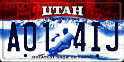 UT license plate A014IJ