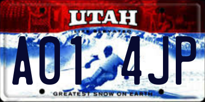 UT license plate A014JP